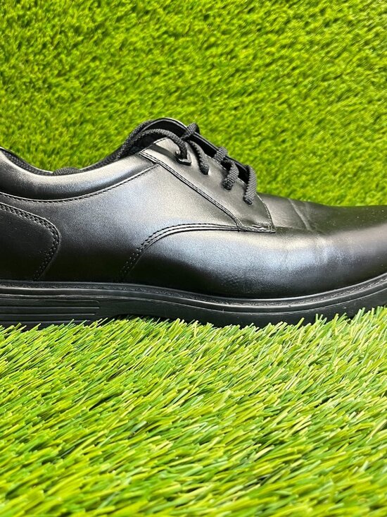 Nunn Bush Wade Mens Size 12 Black Classic Leather Plain Toe Oxford Dress Shoes
